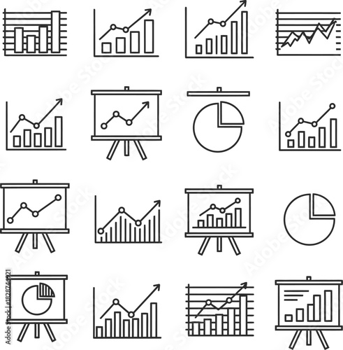Hand drawn business charts and graphs doodle style for presentations and reports