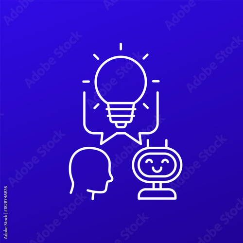 AI for idea generation icon in line design