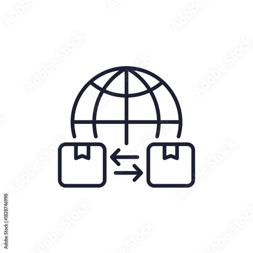 export and import line icon on white