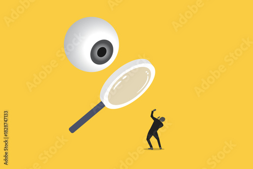 Businessman being monitored at work minimal illustration. concept of loss of privacy, surveillance