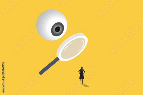 Eye looking for opportunity or discover success idea, leadership visionary look forward for future, Hiring or recruitment, search for success concept