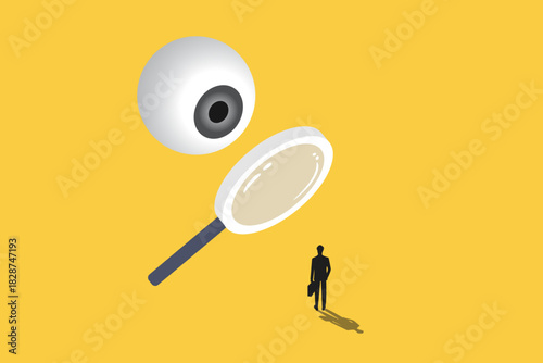 Eye looking for opportunity or discover success idea, leadership visionary look forward for future, Hiring or recruitment, search for success concept