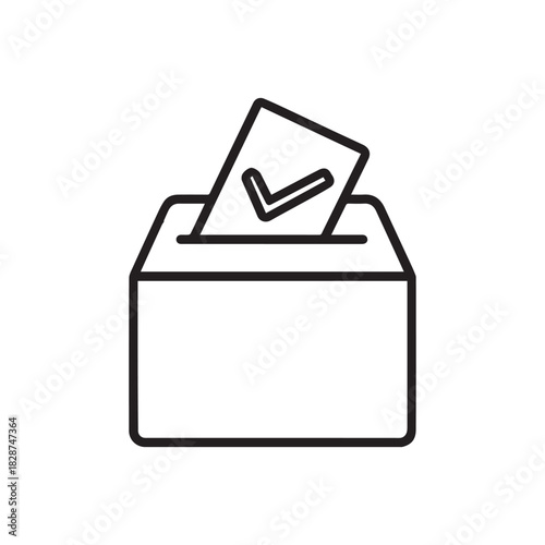 Ballot box with paper and check mark for election day