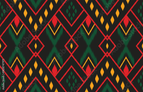Ethnic abstract ikat art. Aztec ornament print. geometric ethnic pattern seamless  color oriental.  Design for background ,curtain, carpet, wallpaper, clothing, wrapping, Batik, vector illustration.
