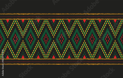 Ethnic abstract ikat art. Aztec ornament print. geometric ethnic pattern seamless  color oriental.  Design for background ,curtain, carpet, wallpaper, clothing, wrapping, Batik, vector illustration.