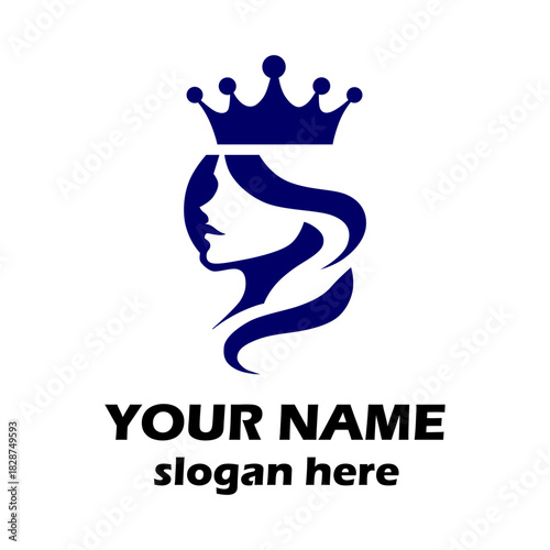 Elegant Queen Profile Logo with Crown for Beauty and Fashion Branding