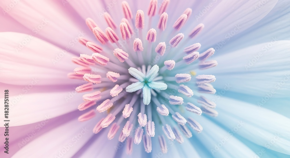 Obraz premium Abstract Floral Design with Pastel Colors and Delicate Petals close up to the heart of a spring flower