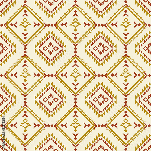 Vector Geometric Ethnic seamless pattern background.Native American tribal fabric, Azect,Batik,rung,drawn,cross