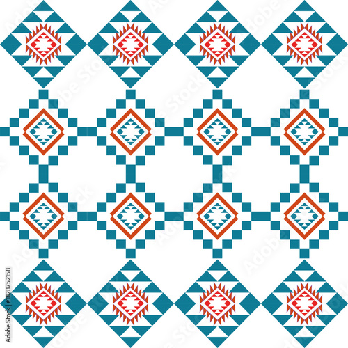 Vector Geometric Ethnic seamless pattern background.Native American tribal fabric, Azect,Batik,rung,drawn,cross
