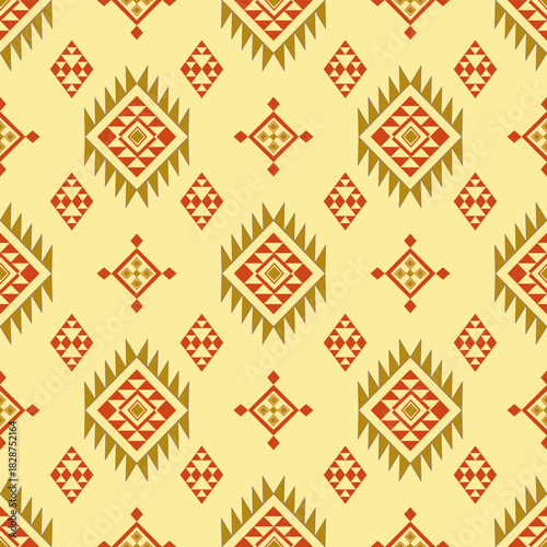 Vector Geometric Ethnic seamless pattern background.Native American tribal fabric, Azect,Batik,rung,drawn,cross