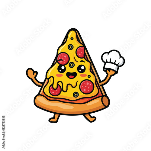 Smiling Pizza Slice Cartoon Mascot