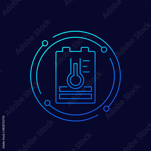 battery temperature icon, linear design