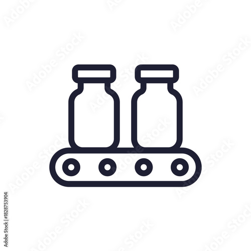 drug production line icon, pharmaceutical manufacturing vector