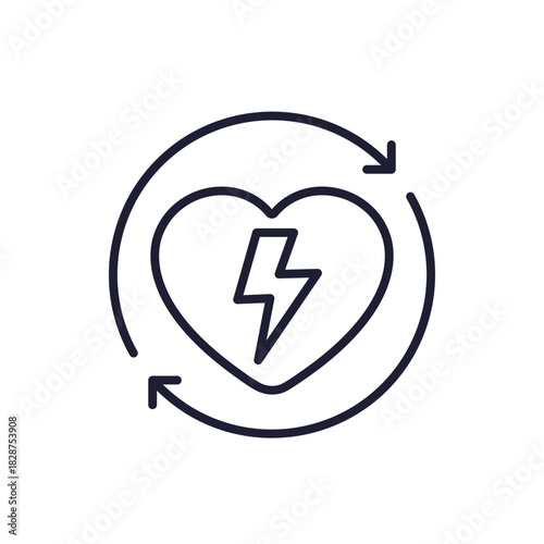 electric heart line icon with arrows