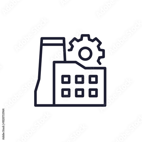 factory line icon, manufacturing or production vector