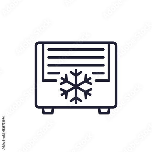 fridge line icon, supermarket freezer pictogram on white