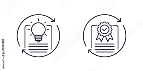 patent pending, renewal line icons