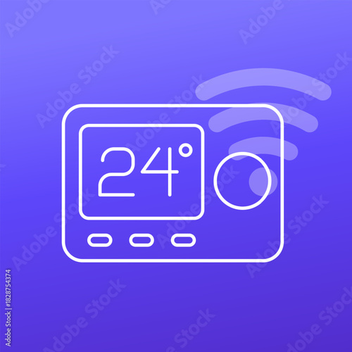 smart thermostat icon, white vector design