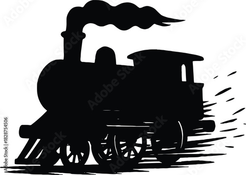Vintage Steam Train Silhouette Illustration