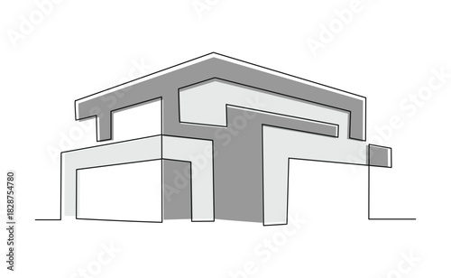 Continuous single line sketch drawing of house real estate modern building icon hand drawn vector illustration editable stroke