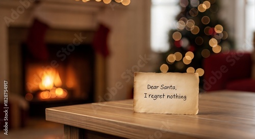 Dear Santa, I regret nothing, humorous text on paper