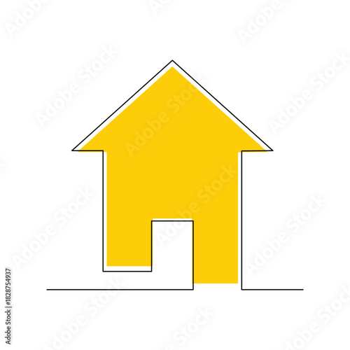 Continuous single line sketch drawing of house real estate modern building icon hand drawn vector illustration editable stroke