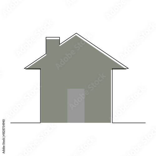 Continuous single line sketch drawing of house real estate modern building icon hand drawn vector illustration editable stroke