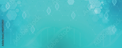 Futuristic science and technology wallpaper, DNA strands, connected neural web