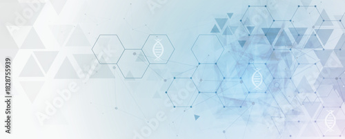 Futuristic science and technology wallpaper, DNA strands, connected neural web