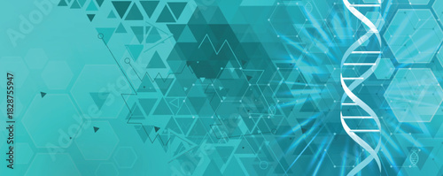 Futuristic science and technology wallpaper, DNA strands, connected neural web