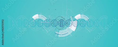Futuristic science and technology wallpaper, DNA strands, connected neural web