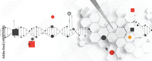 Futuristic science and technology wallpaper, DNA strands, connected neural web