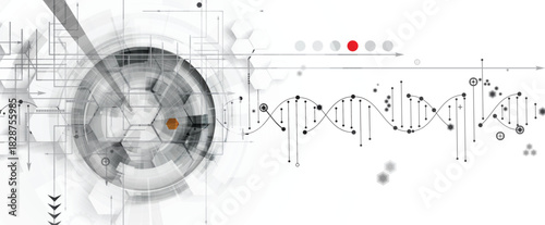 Futuristic science and technology wallpaper, DNA strands, connected neural web