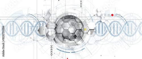 Futuristic science and technology wallpaper, DNA strands, connected neural web