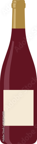 Simple Flat Wine Bottle with Blank Label Illustration Design