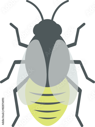Simple Flat Firefly Insect Glowing Light Bug Graphic Illustration
