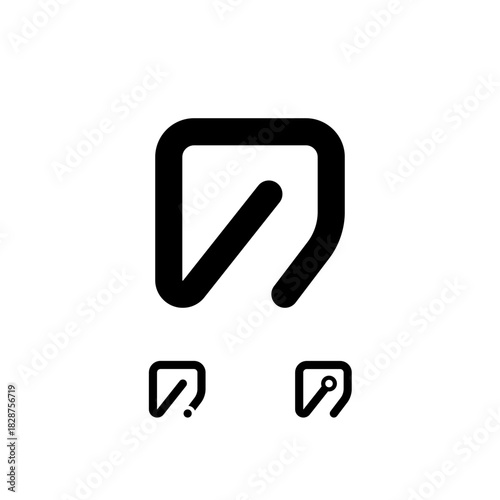 Technical letter D, digital cyber alphabet font, including set of three different letter, vector illustration 10EPS