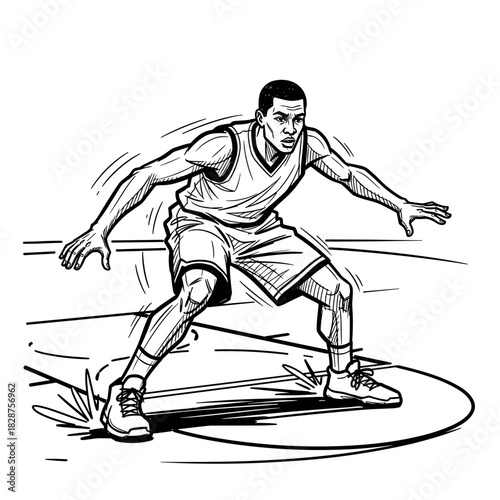 Basketball player in a defensive stance on the court for The NBA Cup  
