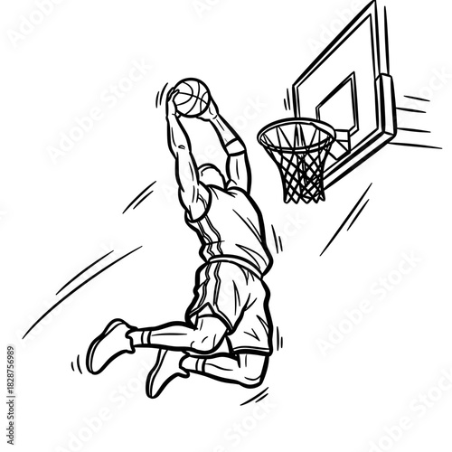 Basketball player performing a layup towards the hoop in a game  