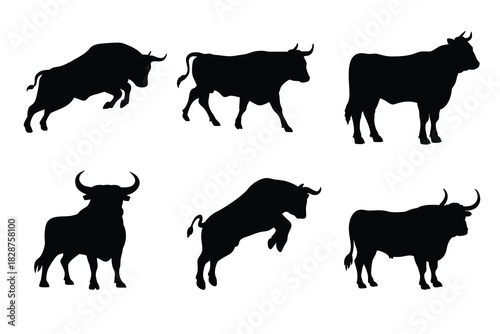 Bull Silhouettes Vector Set