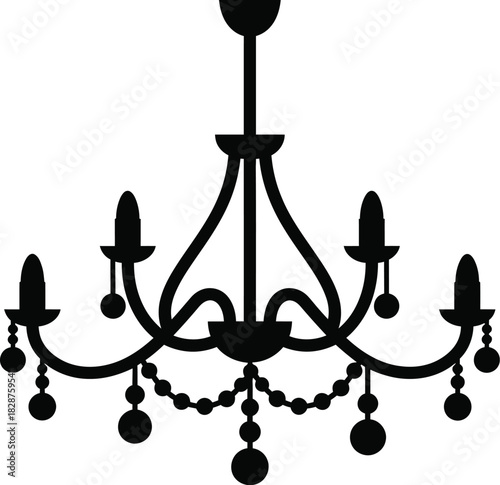 Elegant traditional chandelier with hanging crystal beads silhouette