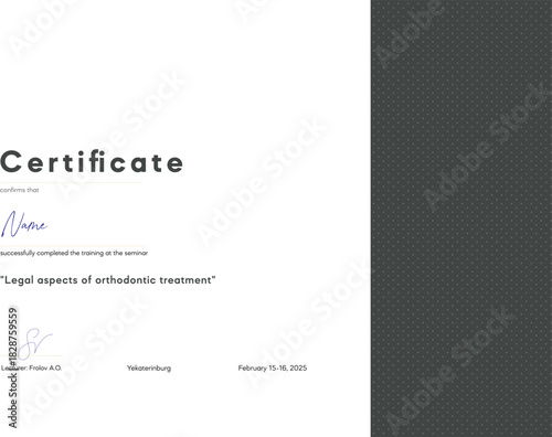 Minimalist dental certificate template, A4