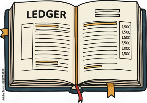 Ledger Book Illustration Financial Record Keeping and Accounting