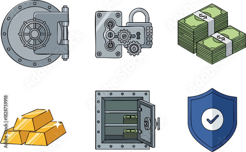 Secure Banking and Investment Icons Set
