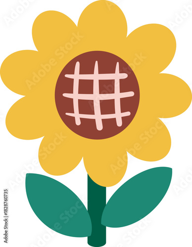 cute spring summer blossom sunflower vector cartoon illustration