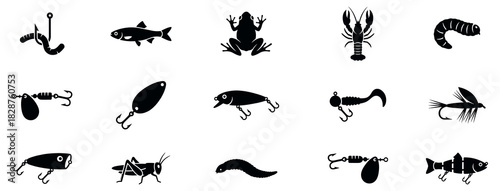 Print	
Fishing Lure and Artificial Bait Collection for Angling Sports. Vector Illustration.	
