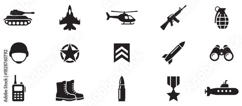 Military, army icon set. Military badge. Army stencil icon. Vector illustration	
