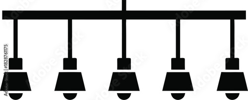 Modern linear chandelier with five pendant lights in a clean silhouette