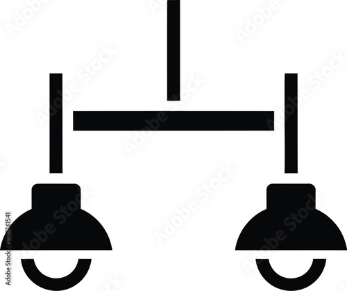 Simple black silhouette of a two bulb ceiling light fixture silhouette