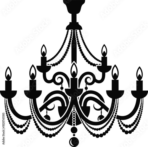 Elegant ornate chandelier with multiple candle holders and beaded accents silhouette